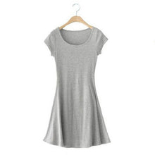 Casual Women Dress Cozy Cotton Solid Slim O Neck Short Sleeve T-shirt Mini Dresses SM6