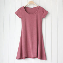 Casual Women Dress Cozy Cotton Solid Slim O Neck Short Sleeve T-shirt Mini Dresses SM6