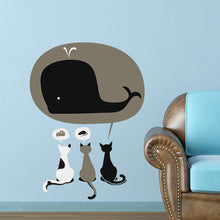 Cat Have A Dream Eating Cake Mouse Shark Wall stickers For Kids Rooms home decoration inspiring wall Decals Nursery Room Decor SM6