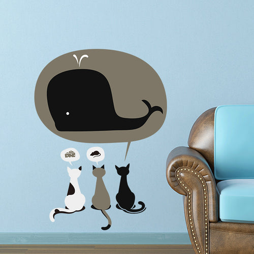 Cat Have A Dream Eating Cake Mouse Shark Wall stickers For Kids Rooms home decoration inspiring wall Decals Nursery Room Decor SM6