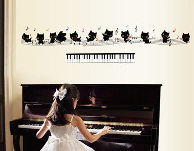 Cat note staff wall stickers stickers children kindergarten classroom piano room shop decoration SM6