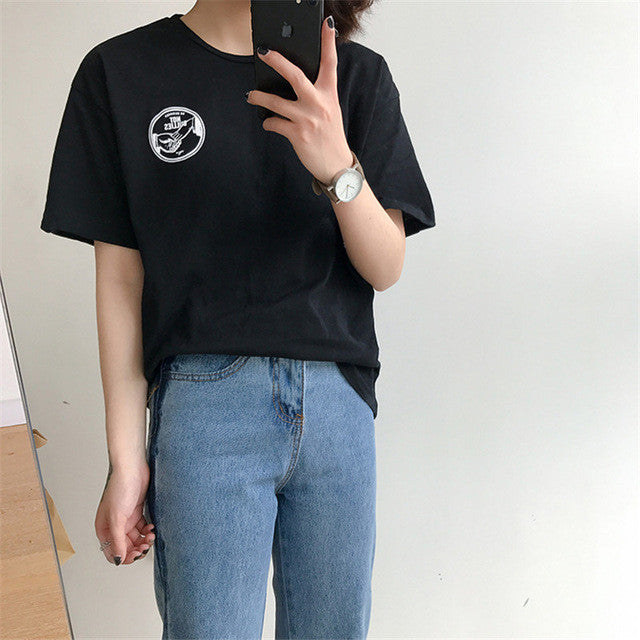 Character Letter Print t-shirt Plus Size  New Fashion Harajuku Women T shirts Casual Short Sleeve O-neck Tops 72679 SM6