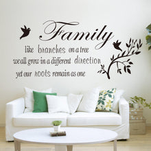 Characters "Family" Branch Bird  NEW Living Room Backdrop love home decoration wall sticker 28*57CM SM6
