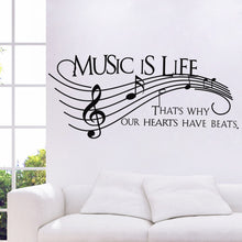 Characters "MUSIC" Note Wall Sticker Living Room Removable wall stickers home decor decoracion PVC Black 57*129CM SM6