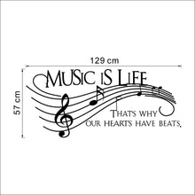 Characters "MUSIC" Note Wall Sticker Living Room Removable wall stickers home decor decoracion PVC Black 57*129CM SM6