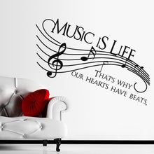 Characters "MUSIC" Note Wall Sticker Living Room Removable wall stickers home decor decoracion PVC Black 57*129CM SM6