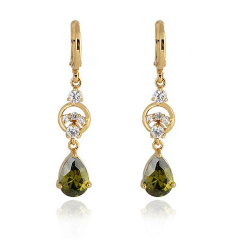 Charm 18K Earrings Golden Plated Water Crystal Eardrop Earring Dangle Earrings for Women SM6