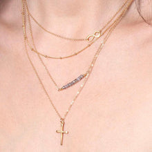 Charm Infinity Crystal Beads Cross Pendant Necklace Lovely Women Multilayer Chain Necklace SM6