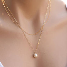 Charm Pendant Pearl Necklace Sliver Gold Double Chain Necklace For Women SM6