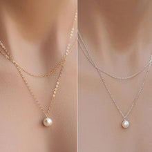 Charm Pendant Pearl Necklace Sliver Gold Double Chain Necklace For Women SM6