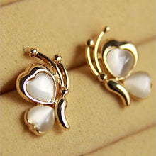 Charm Smooth Butterfly Stud Earrings For Women Golden Color Crystal Jewelry Peach Heart Earings SM6