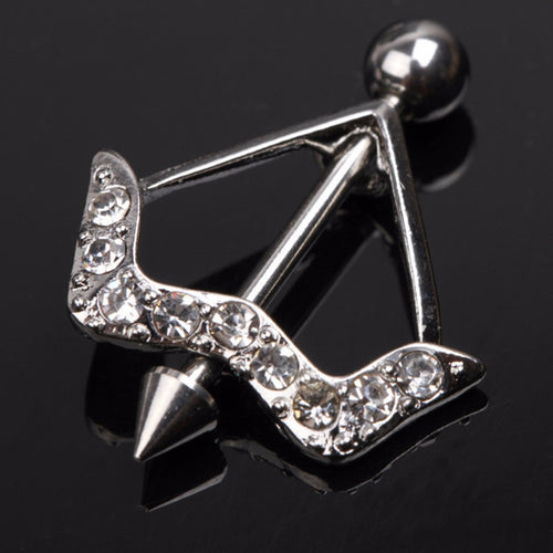 Charming Body Piercing Jewelry Cupid's Arrow Pattern Rhinestones Inlaid Nipple Ring Body  SM6