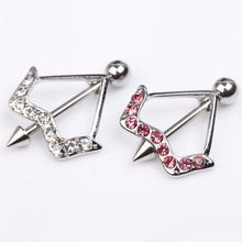 Charming Body Piercing Jewelry Cupid's Arrow Pattern Rhinestones Inlaid Nipple Ring Body  SM6