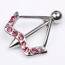 Charming Body Piercing Jewelry Cupid's Arrow Pattern Rhinestones Inlaid Nipple Ring Body  SM6