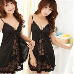Charming Women's sexy lingerie uniform Cleavage black costumes sleepwear G-string lace underwear nightwear nightgown free size SM6