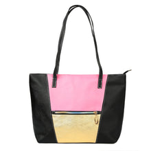 Women Smile Handbag PU Leather Contrast Color Pockets Zipper Mom Mommy Bag Large Capacity Casual Shoulder Bag Tote Black SM6