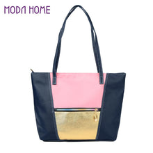 Women Smile Handbag PU Leather Contrast Color Pockets Zipper Mom Mommy Bag Large Capacity Casual Shoulder Bag Tote Black SM6