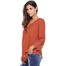 Chemise V Neck Floral Lace Shirt Women Tops Office Shirt Ladies Crochet Blouse Blusas Femininas SM6