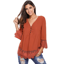 Chemise V Neck Floral Lace Shirt Women Tops Office Shirt Ladies Crochet Blouse Blusas Femininas SM6