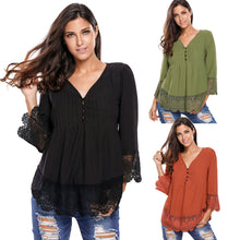 Chemise V Neck Floral Lace Shirt Women Tops Office Shirt Ladies Crochet Blouse Blusas Femininas SM6