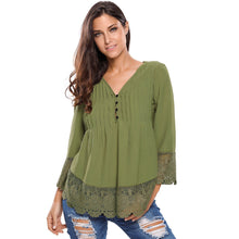 Chemise V Neck Floral Lace Shirt Women Tops Office Shirt Ladies Crochet Blouse Blusas Femininas SM6