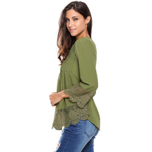 Chemise V Neck Floral Lace Shirt Women Tops Office Shirt Ladies Crochet Blouse Blusas Femininas SM6