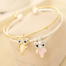 Chic Gold Plated Rhinestone Owl Cuff Bracelets Bangles for Women Lady Girl Women Jewelry Owl Bangles Bracelets for Women SM6