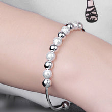 Chic Silver Plated Beads Ball Bangle Cuff Bracelets Women H  Jewelry Hot SM6