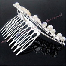 Chic Women Elegant Pearl Rhinestone inlay Crown Tiara Hair Comb Jewelry LKT0004 SM6