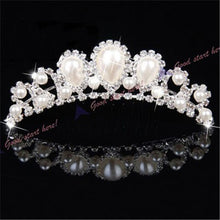 Chic Women Elegant Pearl Rhinestone inlay Crown Tiara Hair Comb Jewelry LKT0004 SM6