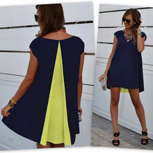 Chiffon Dress Patchwork Short Sleeve Summer Dresses Casual Short Dress Yellow Vestidos Mujer 2016#B715 SM6