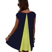 Chiffon Dress Patchwork Short Sleeve Summer Dresses Casual Short Dress Yellow Vestidos Mujer 2016#B715 SM6