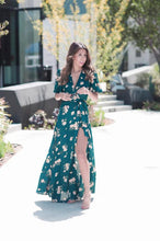 Chiffon Dress Printing Flower Maxi Dress Short Sleeve Spilt Belt Summer Beach Dress Long Vestidos Longos#B716 SM6