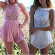 Chiffon Jumpsuit Women Sleeveless Lady Summer Lace Mini Double Culottes Shorts Jumpsuit #3546 SM6