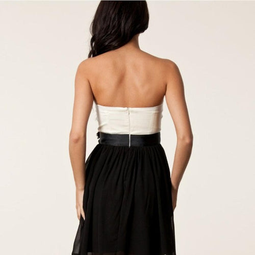 Chiffon+Lace Knee length Sleeveless Sexy Women Floral Lace Backless Prom Wedding Evening Mini Dress Black SM6