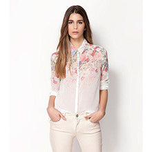 Chiffon Shirts Flowers Printed Women Blouses Long Sleeve Shirts For Women Blouses S M L SM6