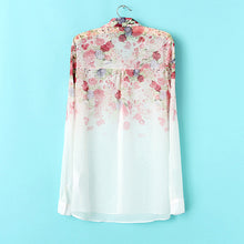 Chiffon Shirts Flowers Printed Women Blouses Long Sleeve Shirts For Women Blouses S M L SM6