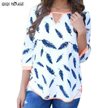 Chiffon Tops Women Plus Size Casual Loose Printing Feather Shirt 2016 Autumn Basic Outwear Shirt Ropa Mujer#C928 SM6