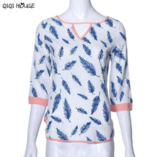 Chiffon Tops Women Plus Size Casual Loose Printing Feather Shirt 2016 Autumn Basic Outwear Shirt Ropa Mujer#C928 SM6