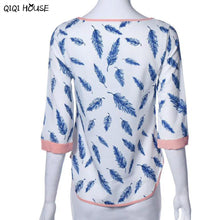 Chiffon Tops Women Plus Size Casual Loose Printing Feather Shirt 2016 Autumn Basic Outwear Shirt Ropa Mujer#C928 SM6