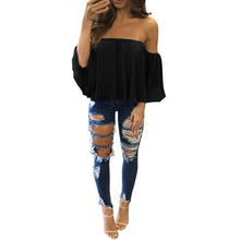 Chiffon Women Blouse Sexy Off Shoulder Blouse Loose Ladies Autumn Spring Solid Casual Blouse Blusa Feminina#212 SM6