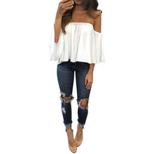 Chiffon Women Blouse Sexy Off Shoulder Blouse Loose Ladies Autumn Spring Solid Casual Blouse Blusa Feminina#212 SM6