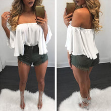 Chiffon Women Blouse Sexy Off Shoulder Blouse Loose Ladies Autumn Spring Solid Casual Blouse Blusa Feminina#212 SM6