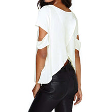 Chiffon t-shirt Women Stylish Sexy Wrap Back Cutout Short Sleeves O Neck Casual Tops t shirt White SM6