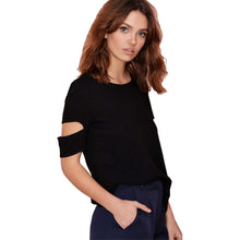 Chiffon t-shirt Women Stylish Sexy Wrap Back Cutout Short Sleeves O Neck Casual Tops t shirt White SM6