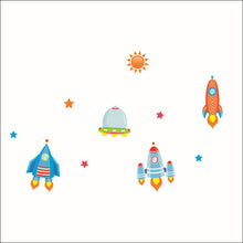 Children Wall Stickers Baby Room Decor "Rocket Moon And the Stars" Sticker For Kids Rooms Wall Decal SM6