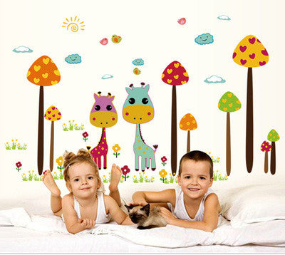 Children bedroom background colour giraffe movable wall stick PVC transparent film household adornment wall SM6