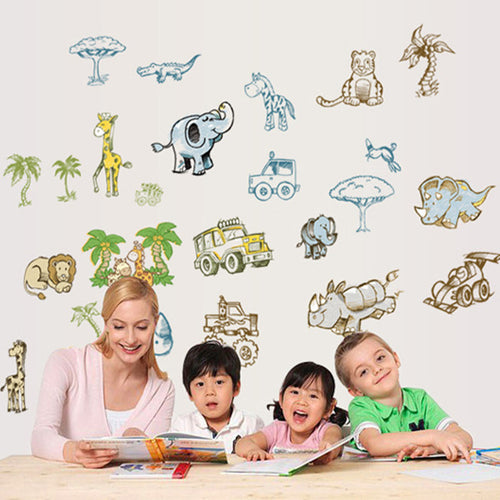 Children room new animal world household adornment wall stickers in the wall to stick on the wall SM6