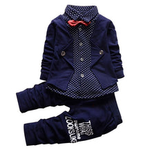 Children's Clothing Sets Baby Boy Gentleman Bow Tie Fake T-shirt Coat  Pants 2pcss Suits Kids Tracksuit Set SM6