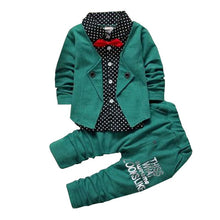 Children's Clothing Sets Baby Boy Gentleman Bow Tie Fake T-shirt Coat  Pants 2pcss Suits Kids Tracksuit Set SM6